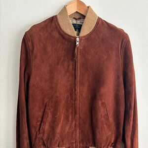 $1650 Golden Bear Rust Brown Suede Leather Bomber Jacket -Medium/ Large